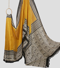 Load image into Gallery viewer, Canary Yellow Murshidabad Printed Silk Saree-Body