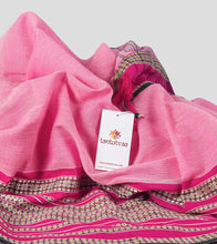 Load image into Gallery viewer, Carnation Pink Dhonekhali Cotton Saree-Detail