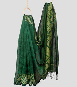 Green Linen Jamdani Saree-Body