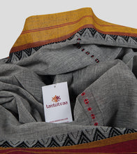 Load image into Gallery viewer, Grey Begumpuri Cotton Saree-Detail