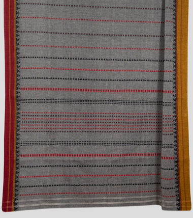 Load image into Gallery viewer, Grey Begumpuri Cotton Saree-Pallu