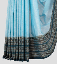 Load image into Gallery viewer, Light Blue Dhonekhali Cotton Saree-Border