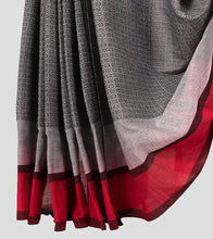 Load image into Gallery viewer, Light Grey N Red Dhonekhali Cotton Saree-Border