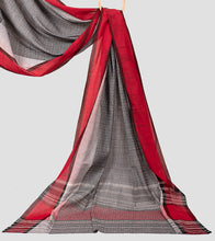 Load image into Gallery viewer, Light Grey N Red Dhonekhali Cotton Saree-Pallu
