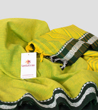 Load image into Gallery viewer, Mango Green Begumpuri Cotton Saree-Detail