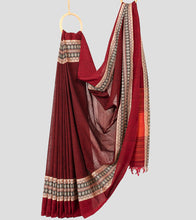 Load image into Gallery viewer, Maroon Begumpuri Cotton Saree-Body