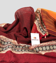 Load image into Gallery viewer, Maroon Begumpuri Cotton Saree-Detail
