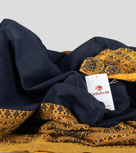 Load image into Gallery viewer, Navy Blue Begumpuri Cotton Saree-Detail