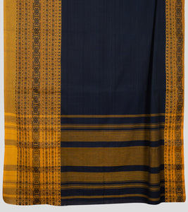 Navy Blue Begumpuri Cotton Saree-Pallu