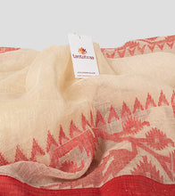 Load image into Gallery viewer, Off White N Red Linen Jamdani Saree-Detail