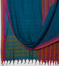 Load image into Gallery viewer, Peacock Blue Begumpuri Cotton Saree-Body