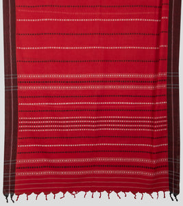Red Begumpuri Cotton Saree-Pallu