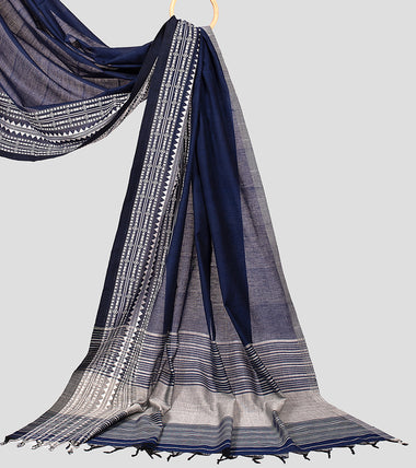 Load image into Gallery viewer, Robin Blue N White Begumpuri Cotton Saree-Pallu