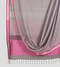 Load image into Gallery viewer, Grey N Pink Brocade Cotton Saree-Body