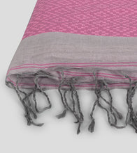 Load image into Gallery viewer, Grey N Pink Brocade Cotton Saree-Tassel