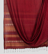 Load image into Gallery viewer, Maroon Handspun Cotton Brocade Saree-Body