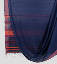 Load image into Gallery viewer, Navy Blue Cotton Saree-Body
