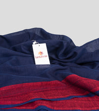 Load image into Gallery viewer, Navy Blue Cotton Saree-Detail
