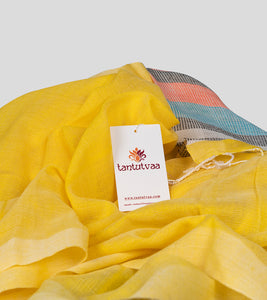 Yellow Cotton Saree-Detail