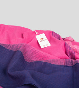 Pink N Blue Kalakhetra Handspun Cotton Saree-Detail