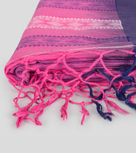 Load image into Gallery viewer, Pink N Blue Kalakhetra Handspun Cotton Saree-Tassel