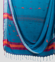 Load image into Gallery viewer, Blue Linen Jamdani Saree-Body