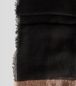 Black Linen Zari Saree-Blouse Piece