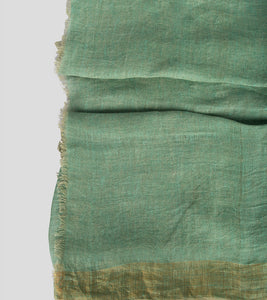 Green Linen Zari Saree-Blouse Piece