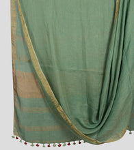 Load image into Gallery viewer, Green Linen Zari Saree-Body