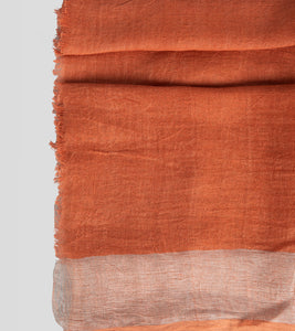 Orange Linen Zari Saree-Blouse Piece