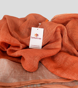 Orange Linen Zari Saree-Detail