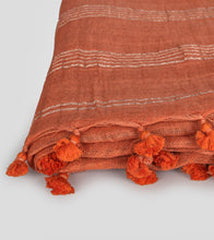 Load image into Gallery viewer, Orange Linen Zari Saree-Tassel