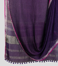 Load image into Gallery viewer, Purple Linen Zari Saree-Body