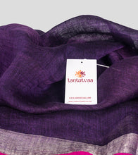 Load image into Gallery viewer, Purple Linen Zari Saree-Detail