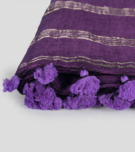 Load image into Gallery viewer, Purple Linen Zari Saree-Tassel
