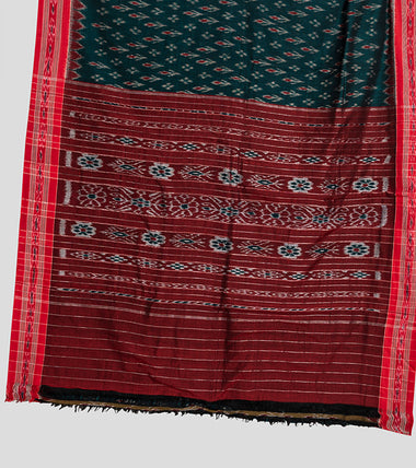 Load image into Gallery viewer, Green N Red Sambalpuri Cotton Saree-Pallu
