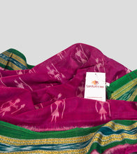Load image into Gallery viewer, Magenta N Green Sambalpuri Cotton Saree-Detail