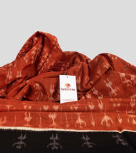Load image into Gallery viewer, Orange N Black Sambalpuri Cotton Saree-Detail