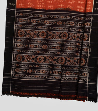 Load image into Gallery viewer, Orange N Black Sambalpuri Cotton Saree-Pallu