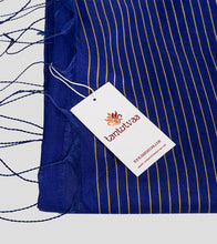 Load image into Gallery viewer, Purplish Blue Bengal Silk Cotton Jamdani Saree-Tassel