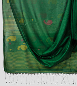 Green Bengal Silk Cotton Jamdani Saree-Body