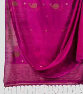 Magenta Bengal Silk Cotton Jamdani Saree-Body