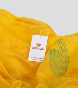 Yellow Bengal Silk Cotton Jamdani Saree-Detail
