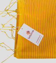 Load image into Gallery viewer, Yellow Bengal Silk Cotton Jamdani Saree-Tassel