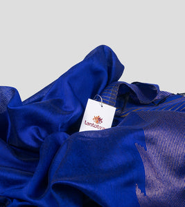 Purplish Blue Neemzari Silk Cotton Saree-Detail