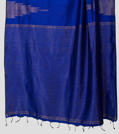 Load image into Gallery viewer, Purplish Blue Neemzari Silk Cotton Saree-Pallu