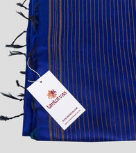 Load image into Gallery viewer, Purplish Blue Neemzari Silk Cotton Saree-Tassel