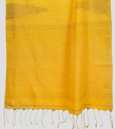 Load image into Gallery viewer, Yellow Neemzari Silk Cotton Saree-Pallu