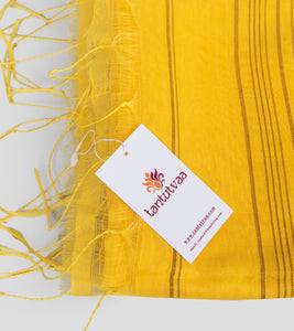 Yellow Neemzari Silk Cotton Saree-Tassel