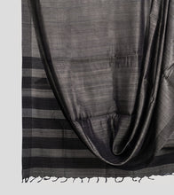 Load image into Gallery viewer, Grey Tussar Silk Saree-Body